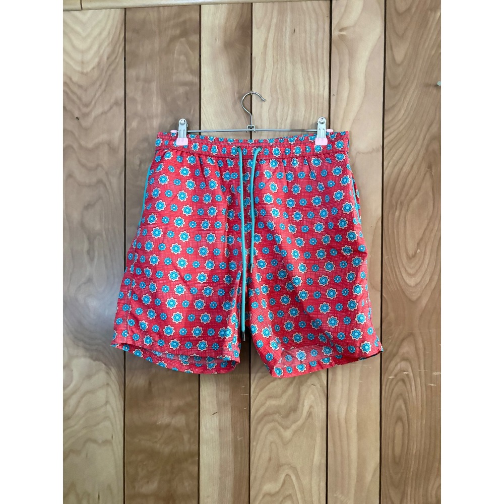 Mr Swim Mens Floral Swim Trunks Red Teal‎ Blue Board Shorts Size Medium